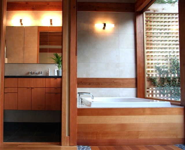 Banheira construída com ideias de design moderno
