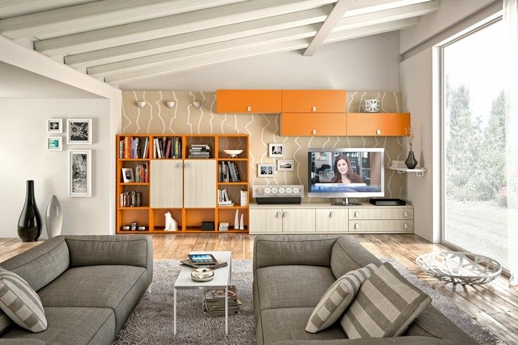 gabinete-parede-sala-claro-madeira-laranja-tv