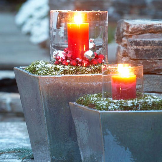 Velas decoração ideias jardim varanda inverno