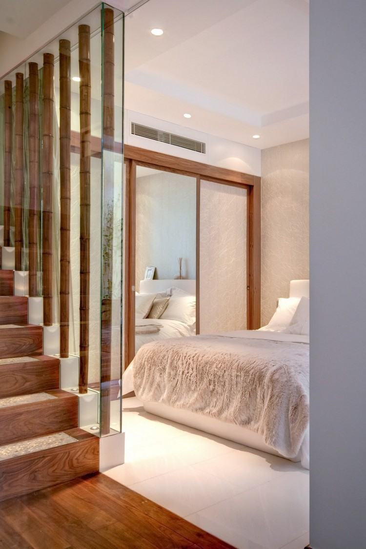 ideias-bambu-postes-decoração-escadas-vidro-quarto