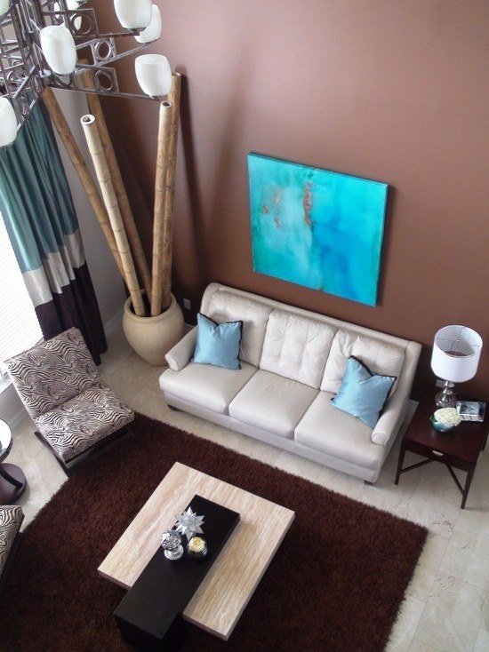 ideias varas de bambu decoração sala de estar grande vaso canto