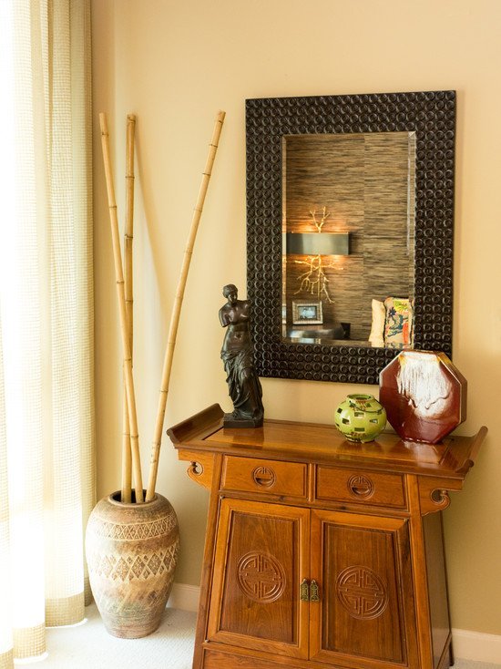 varas de bambu decoração vasos de madeira quarto cômoda