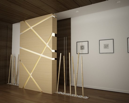decoração de postes de bambu seixo apartamento moderno laminado