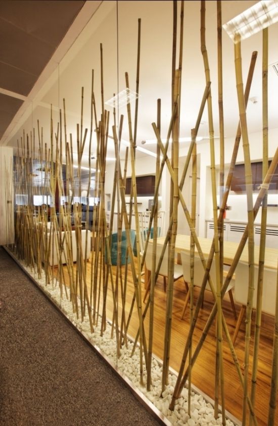 Ideias para varas de bambu. Deco cascalho, ioga, sala turkcell maltepe, plaza
