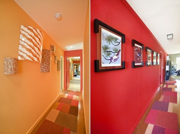 Idéias para casa design tapete vermelho laranja paredes