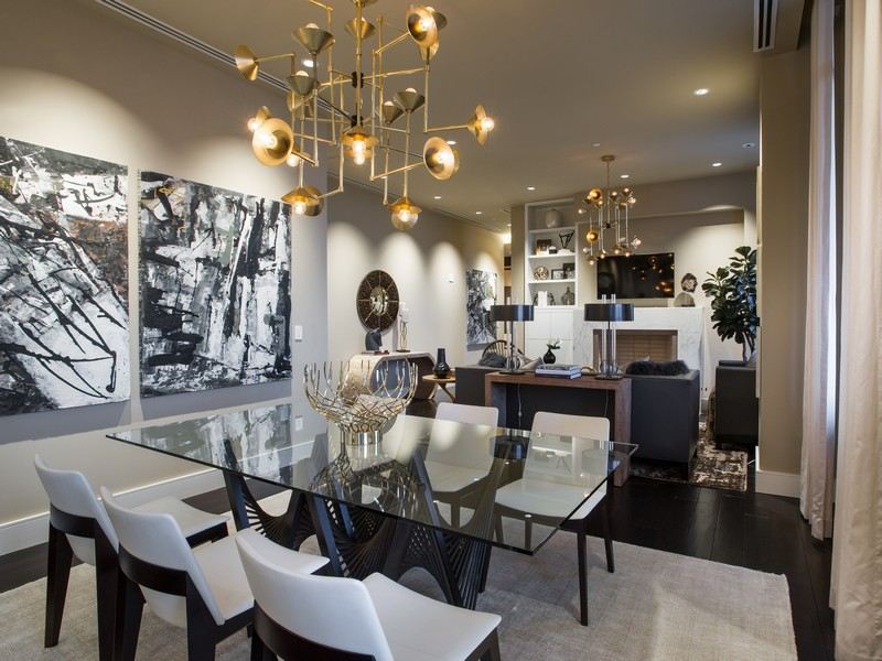 Sugestões de decoração-sala de jantar-lugar-arte moderna-parede