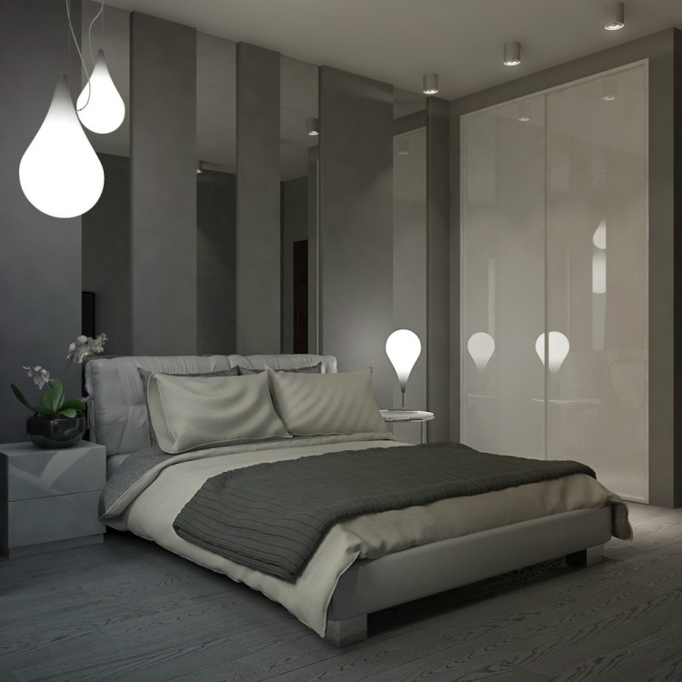 moderno-quarto-parede-design-cinza-parede-pintura-parede-espelho-listras