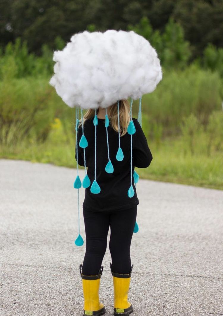 fantasia de carnaval chuva-nuvem-peruca-pasta-chuva-botas de borracha