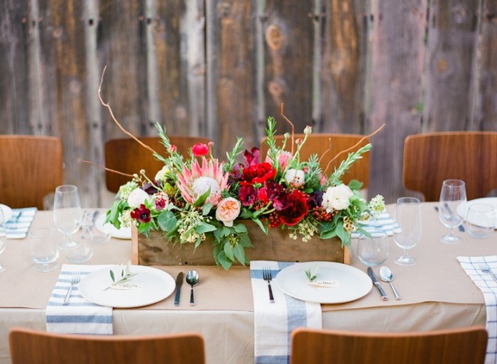 rústica-mesa-de-casamento-decoração-arranjo-flor-bonita