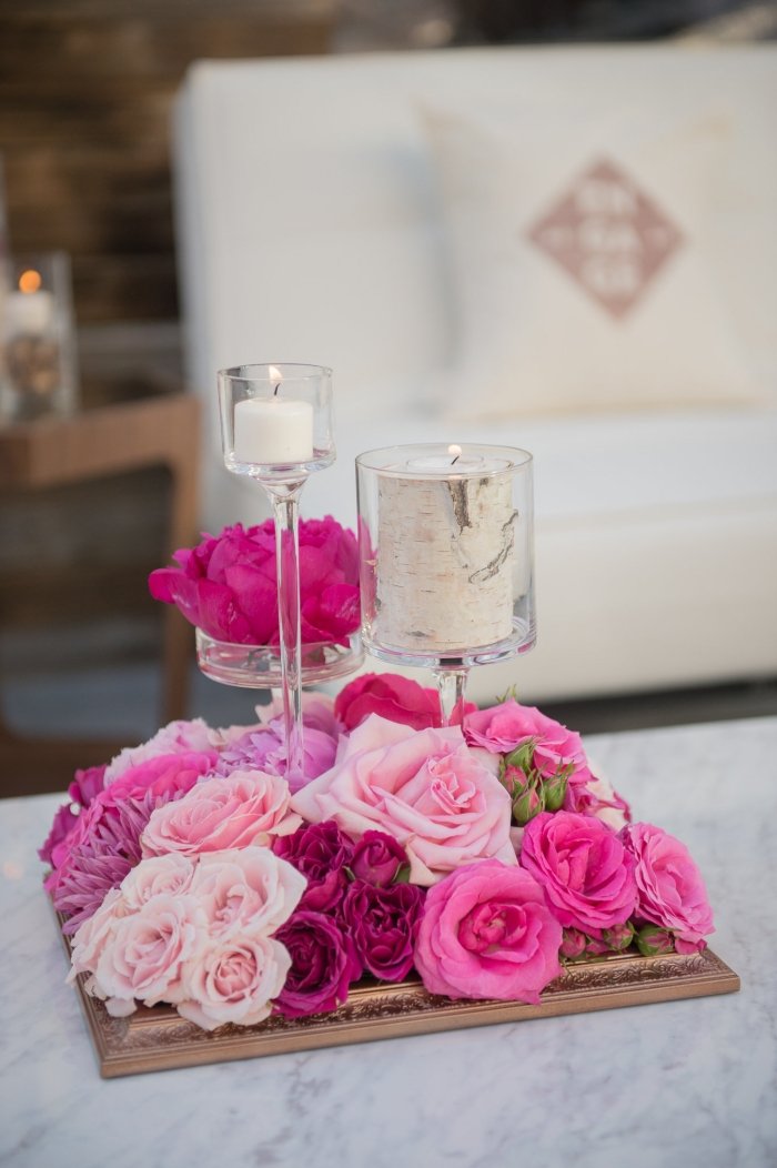 arranjos de flores-cores-rosa-rosas-peônia-velas