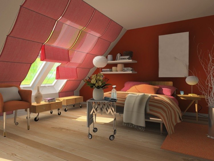 vivendo-idéias-loft-quarto-mobília-parede-cor-vermelho-tecido-shalosia