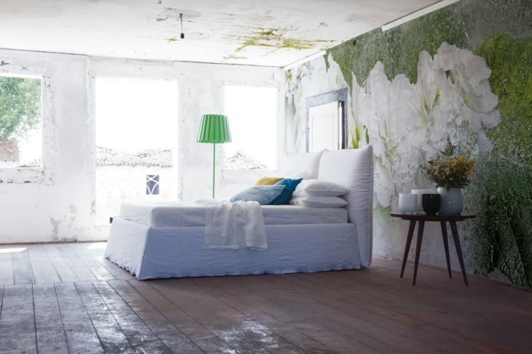 designer-papel de parede-quarto-flor-padrão-descascado-efeito-branco-verde-ICEFLOR-Inkiostro-Bianco