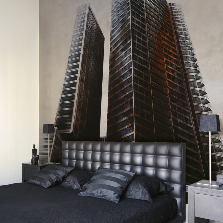 designer-papel de parede-quarto-arranha-céu-motivo-marrom-preto-couro-roupa de cama-SIMBOL-OF-Inkiostro-Bianco