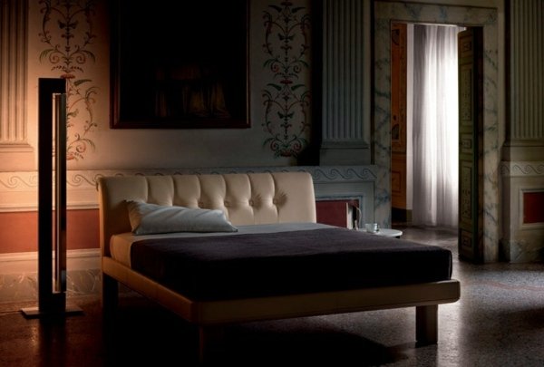 Cama mobiliário clássico quarto cabeceira de couro Poltrona Frau