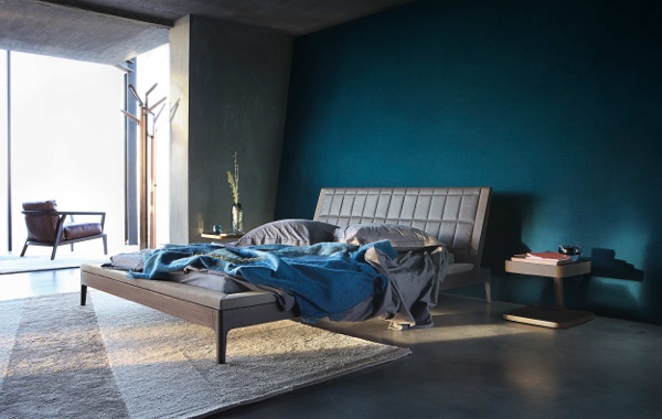 design de cama roche bobois cinza turquesa quarto combinação