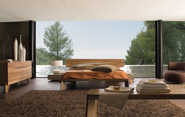 móveis de quarto de cama de madeira marrom