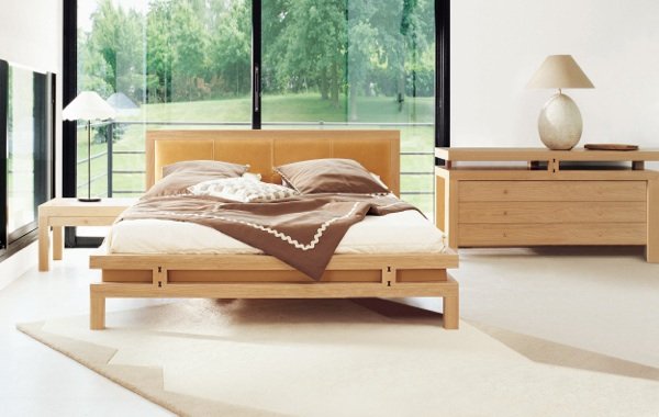 Cama de quarto com design roche bobois de madeira
