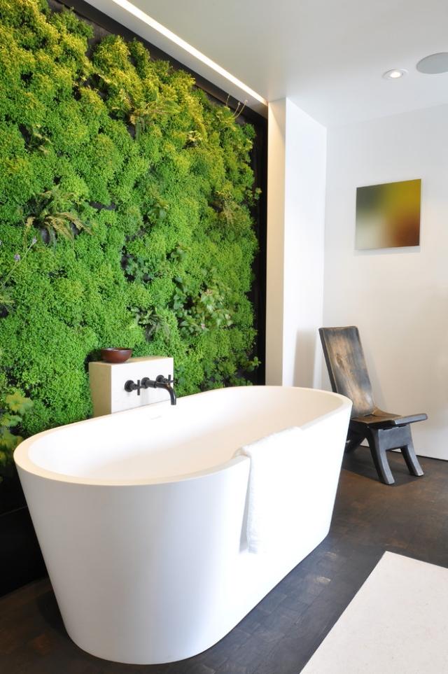 Decoração de plantas de interior banheiro vertical jardim banheira branca