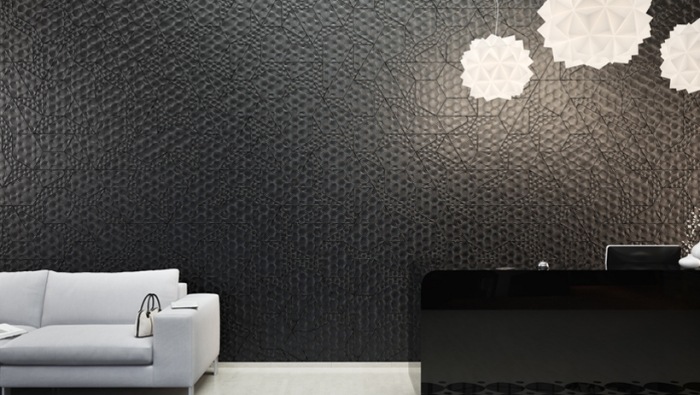 Painéis de parede 3D-black-burst-rough-front-kaza-modern-wall cladding-soundproofing