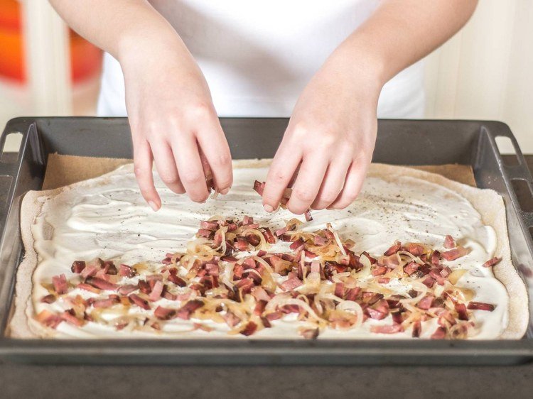 Receitas de massa Flammkuchen-original-francês-bacon
