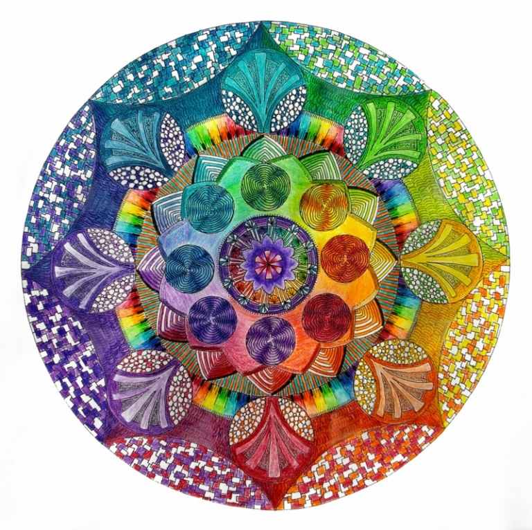 mandala modelo que significa hobby alívio do estresse cores coloridas ombre