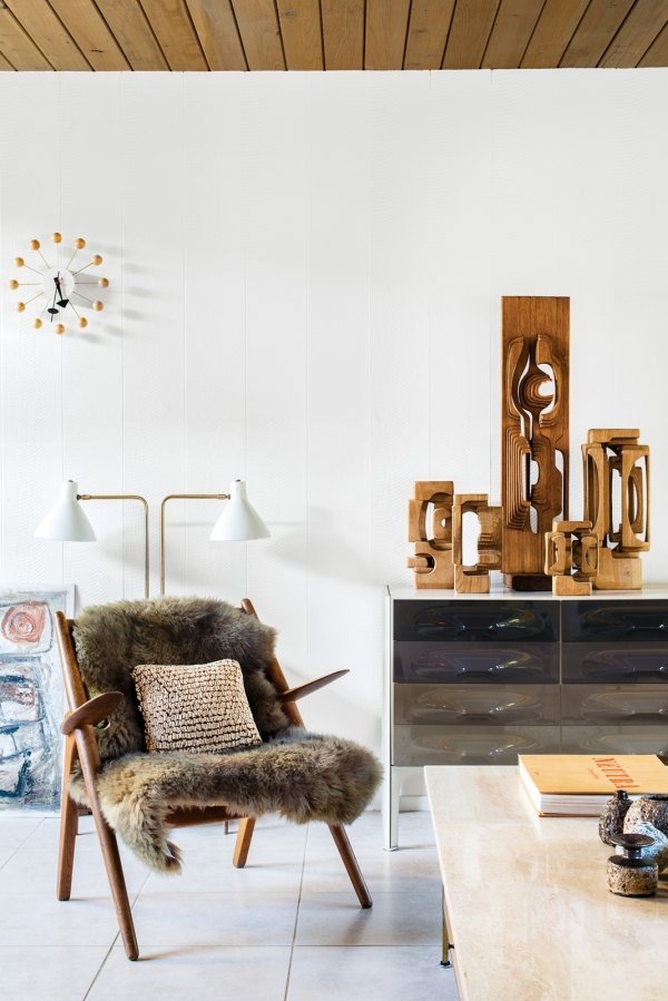 Poltrona estilo escandinavo design sala de estar cobertor de pele decorativo