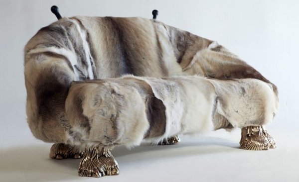 Móveis de sala de estar, design de móveis, ótica de pele transmitem o calor do inverno