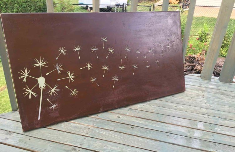 Tela de privacidade de aço corten com dente de leão - tenha motivos individuais cortados com lasers