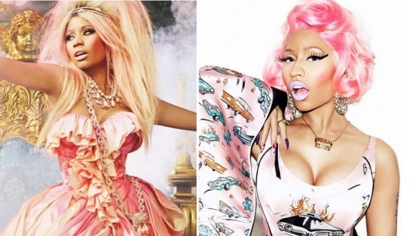 niki minaj-rosa cabelo penteado ideias para Halloween make-up