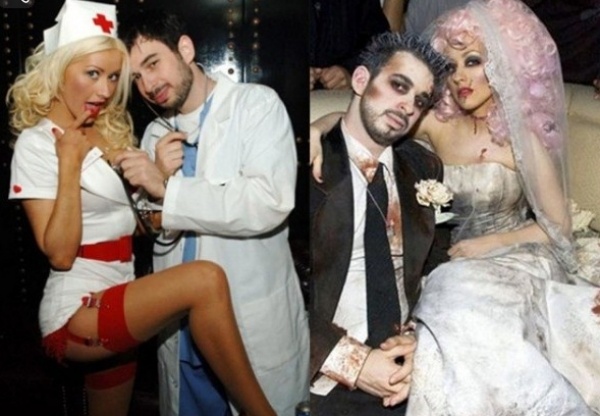 Celebridades no Halloween Christina-Aguilera Jordan Bratman Trajes de Noiva