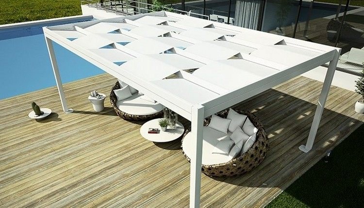 Pérgulas modernas -branco-inovador-sistema-telhado-WEAVE-TENDA-SERVICE