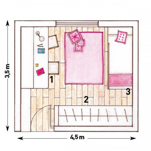 distribuição de quarto rosa para meninas