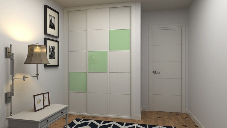 quarto infantil-guarda-roupa-armário embutido-frentes-branco-verde hortelã