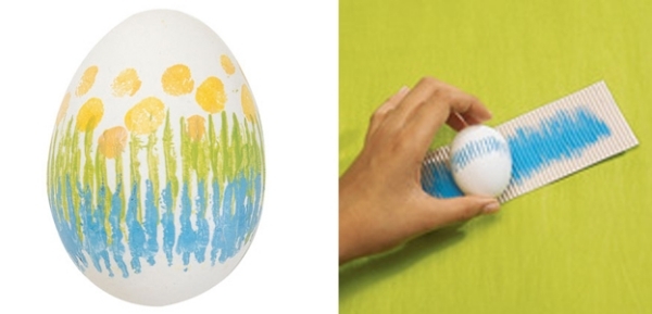 instruções de coloração de ovo para tiras de ideias em papelão ondulado