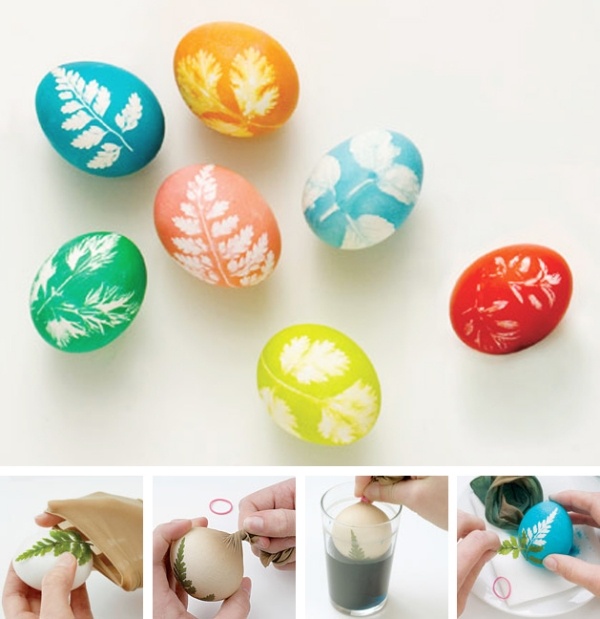 ovos de páscoa técnicas de decoração idéias-coloridas-folhas estampas