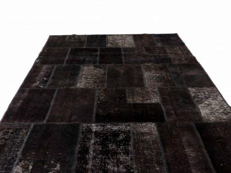 tapete patchwork monocromático cores cinza preto decoração de piso ebru