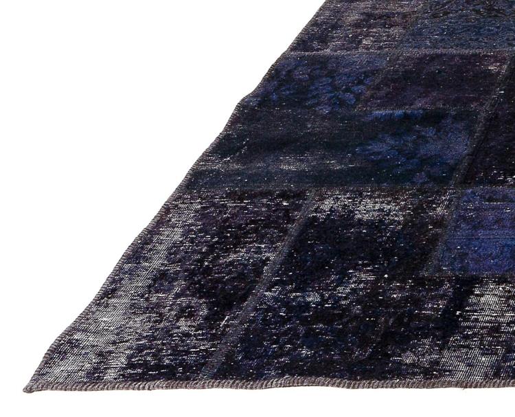 tapete patchwork azul escuro design vintage ebru feito à mão