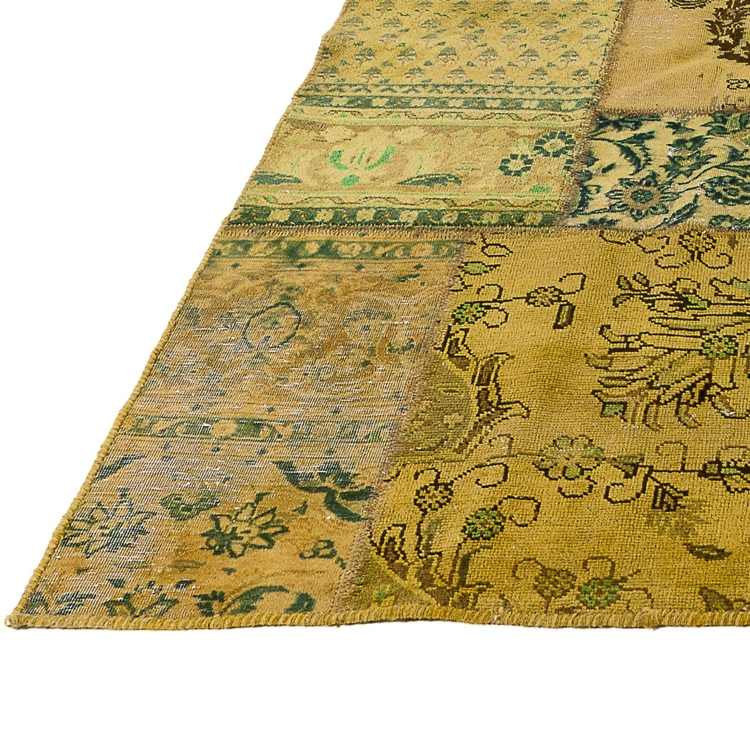 tapete patchwork verde amarelo cor mistura sala de estar decorando flores tapete persa