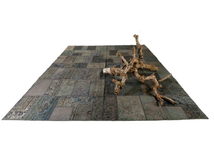 tapete patchwork cinza troncos de madeira deco design de interiores têxteis