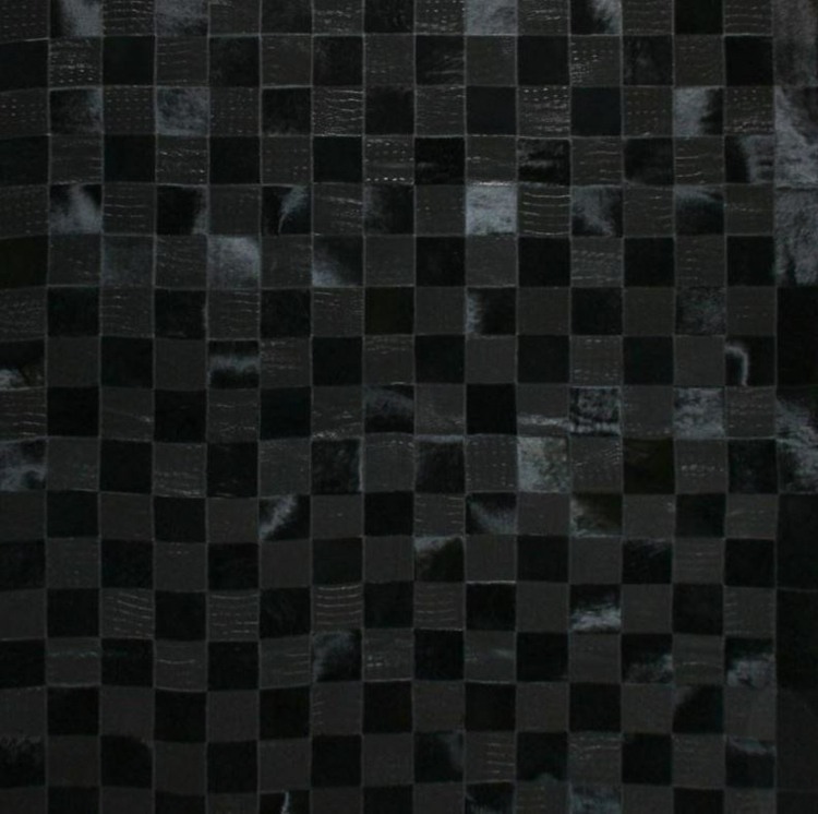tapete patchwork camurça preta ebru padrão xadrez minimalista