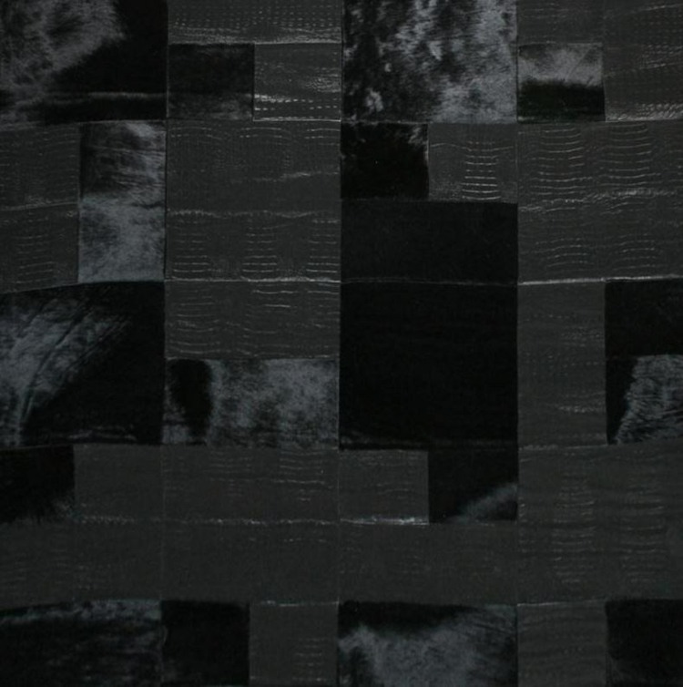 tapete patchwork modelo preto decoração couro sala