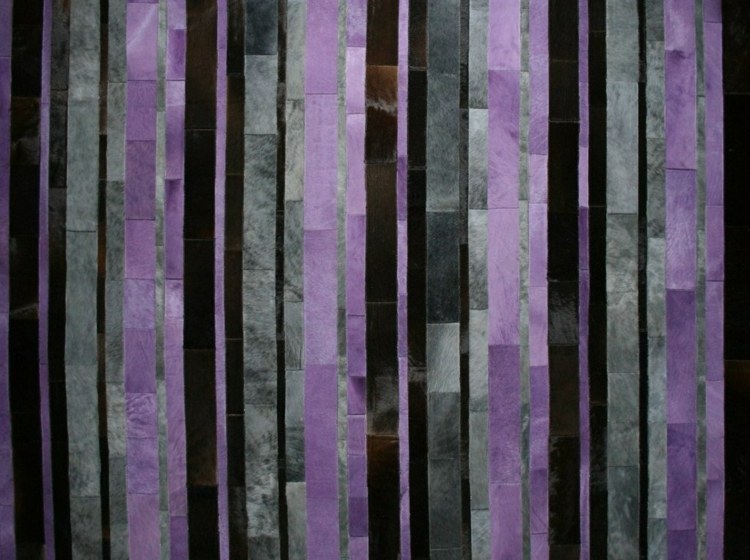 tapete patchwork elegante listras de couro ebru roxo preto cinza