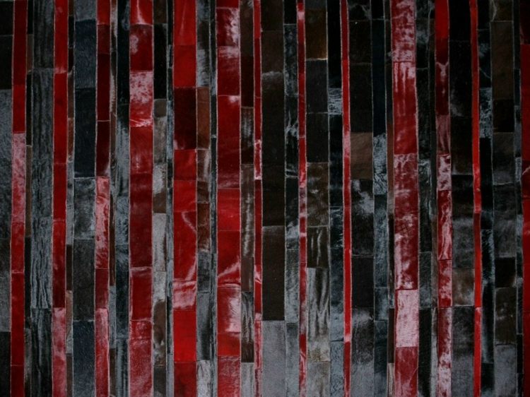 tapete patchwork ebru coleção de couro vermelho preto listras