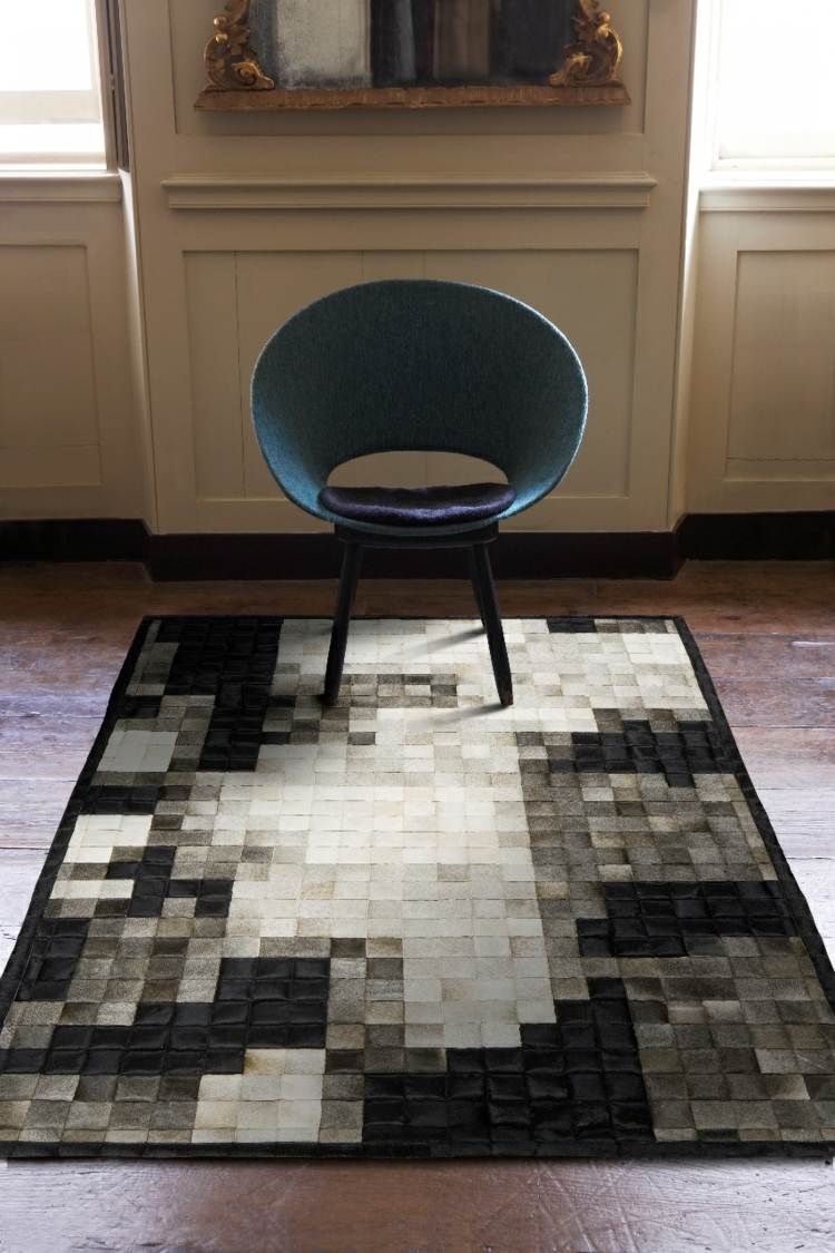 patchwork tapete ombre preto cinza branco quadrados modernos