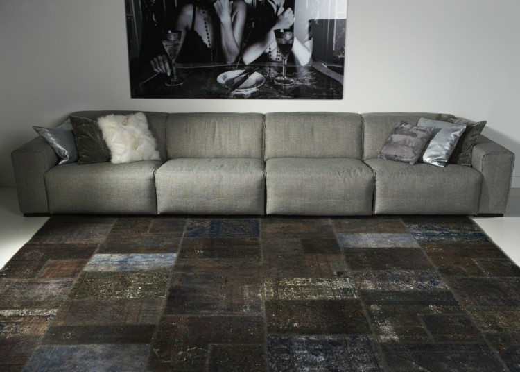 tapete patchwork design minimalista de piso cinza
