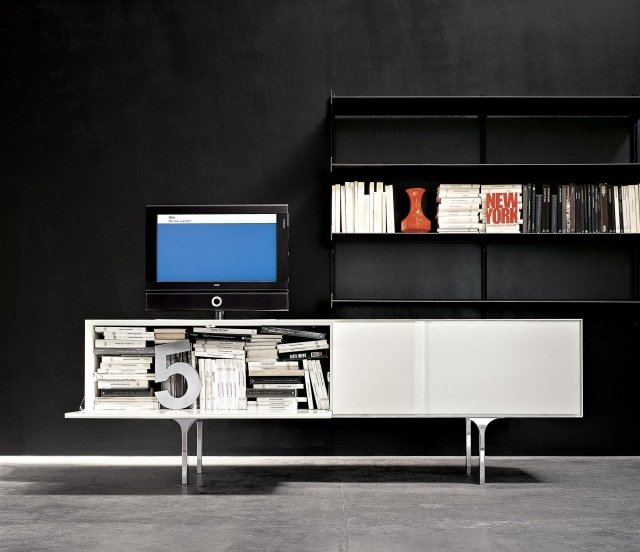 aparador portas dobráveis ​​brancas pés de metal ALL Bartoli Design kristalia
