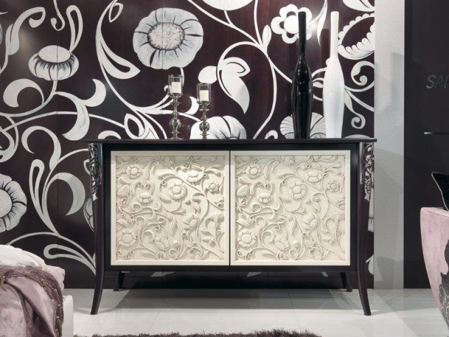 saraya dresser design branco preto motivos florais elledue