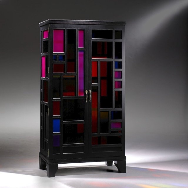 cômoda arco-íris madeira preto colorido elementos tusse