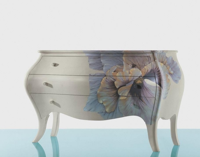 cômoda estilo madeira branca flor desenhada SPROPORZIONI boffi