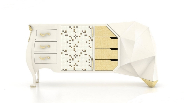 cômoda de design diferentes elementos ouro branco evo opium jetclass